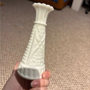 Vintage Milk Glass Patterned Vase